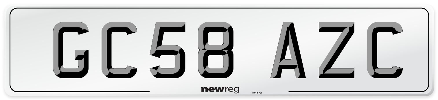 GC58 AZC Number Plate from New Reg